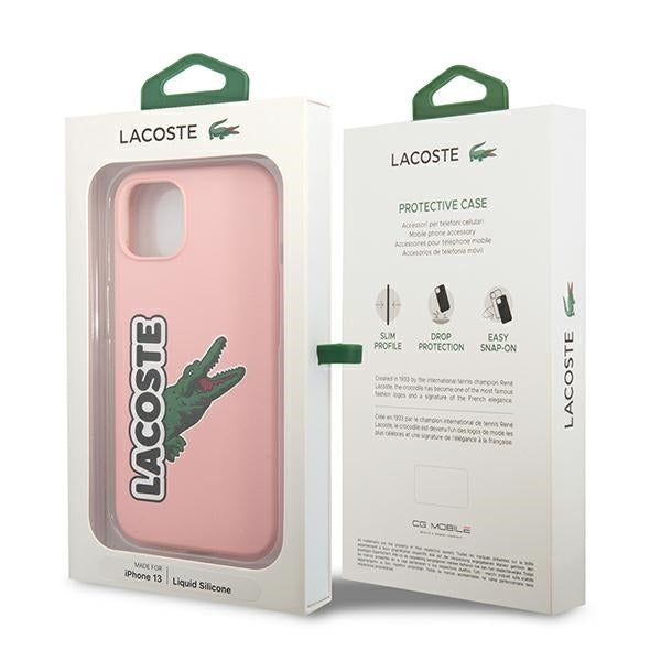 Lacoste LCHC13MSHI iPhone 13 / 14 / 15 pink hardcase Silicone Head Crocodile