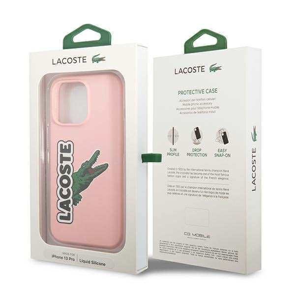 Lacoste LCHC13LSHI iPhone 13 Pro pink hardcase Silicone Head Crocodile