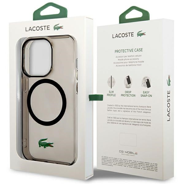 Case for Lacoste LCHMP14XULOK iPhone 14 Pro Max black hardcase Transparent MagSafe