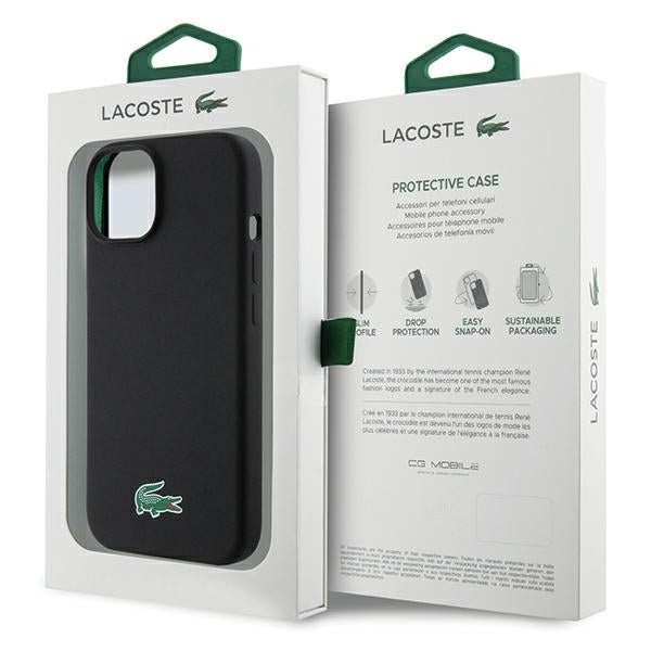 Lacoste LCHMP15SSLOK iPhone 15 Plus black hardcase Silicone MagSafe