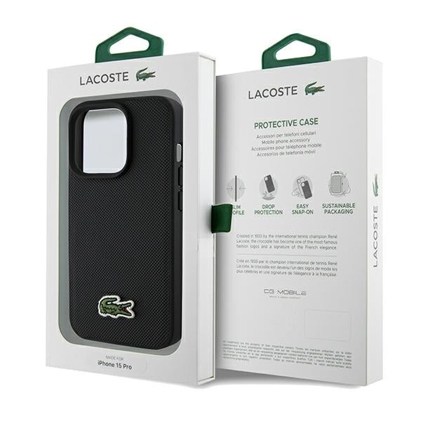 Lacoste LCHMP15LPVCK iPhone 15 Pro Black hardcase Iconic Petit Pique MagSafe