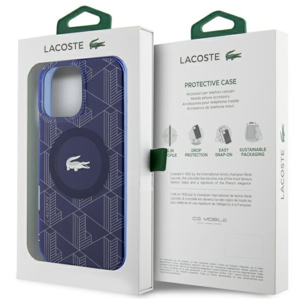Lacoste LCHMP16XUBSV iPhone 16 Pro Max Navy hardcase IML Blend Monogram MagSafe