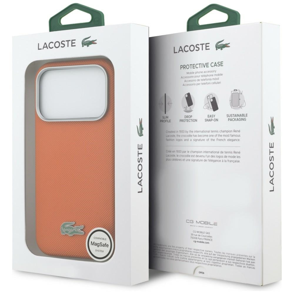 Lacoste LCSCMP17LPLAO Semi Wrap Petit Pique MagSafe for iPhone 17 Pro Orange