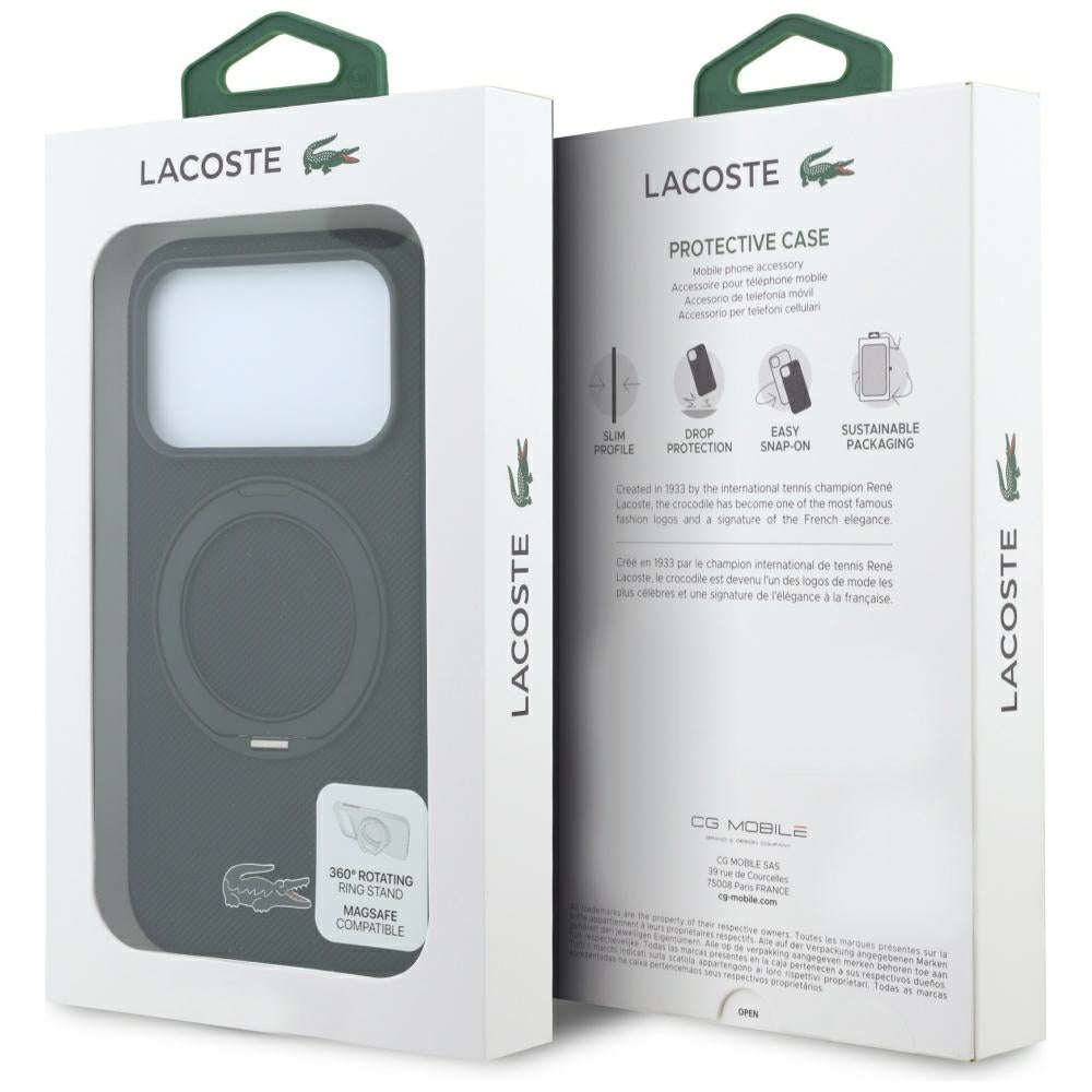 Case Lacoste Petit Pique with Ring Stand MagSafe for iPhone 18 Pro Max / 17 Pro Max black