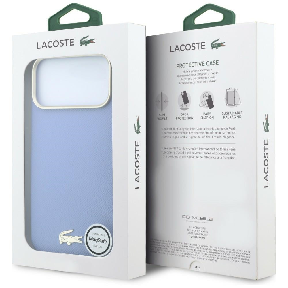 Lacoste LCHMP18X6PSWCELB Champs Elysees Embossed MagSafe Case for iPhone 18 Pro Max / 17 Pro Max Blue