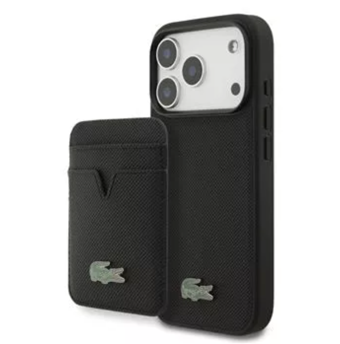 LACOSTE BUNDLE MagSafe CASE AND CARD WALLET PETIT PIQUE PU Black iPhone 17 Pro