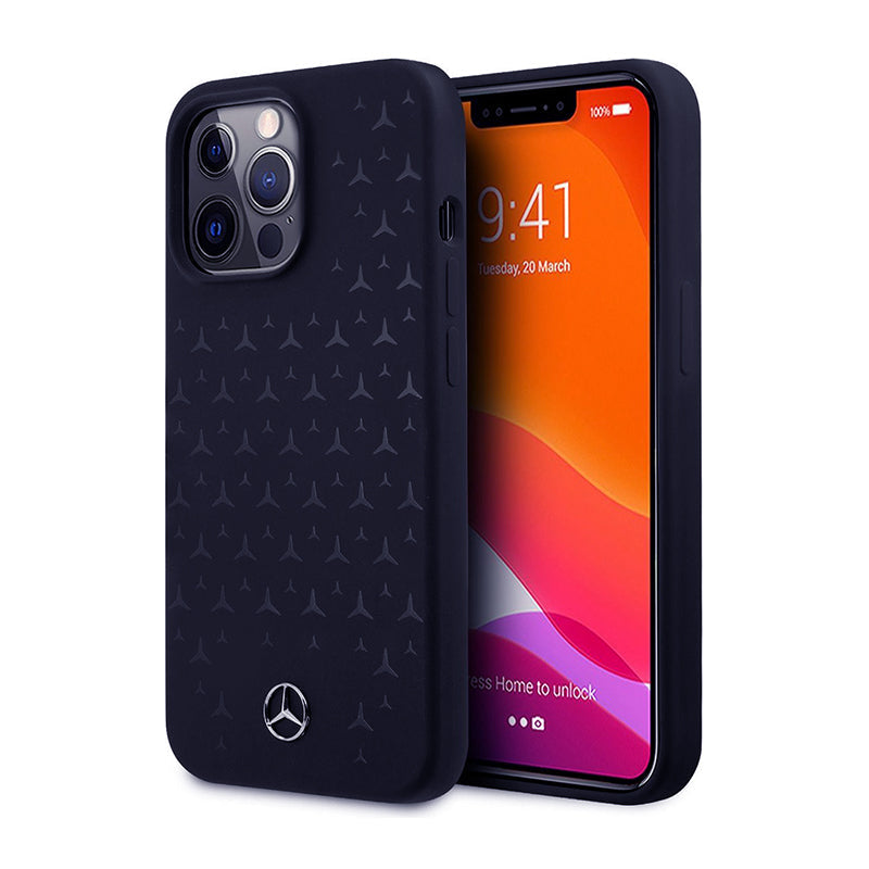 Mercedes MEHMP14MSIPNA MagSafe Case iPhone 14 Plus Liquid Silicone, Stars Pattern Blue