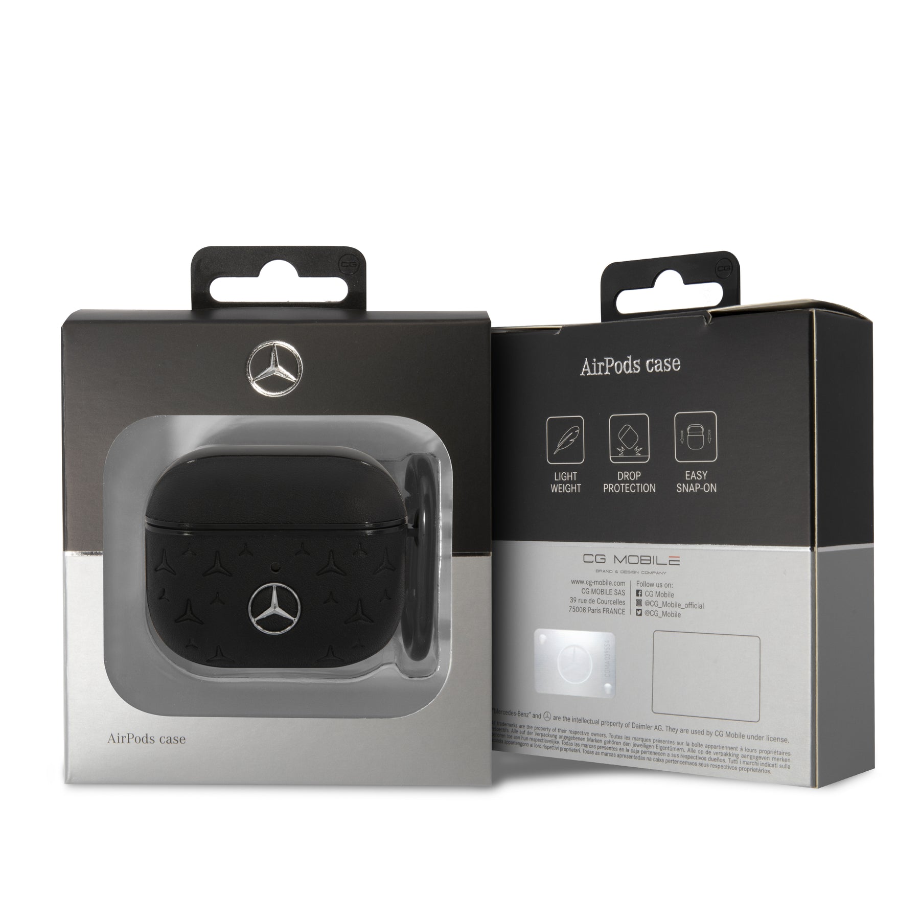 Mercedes MEA38REMPK AirPods 3 Leather Black Hard case with Star Pattern design