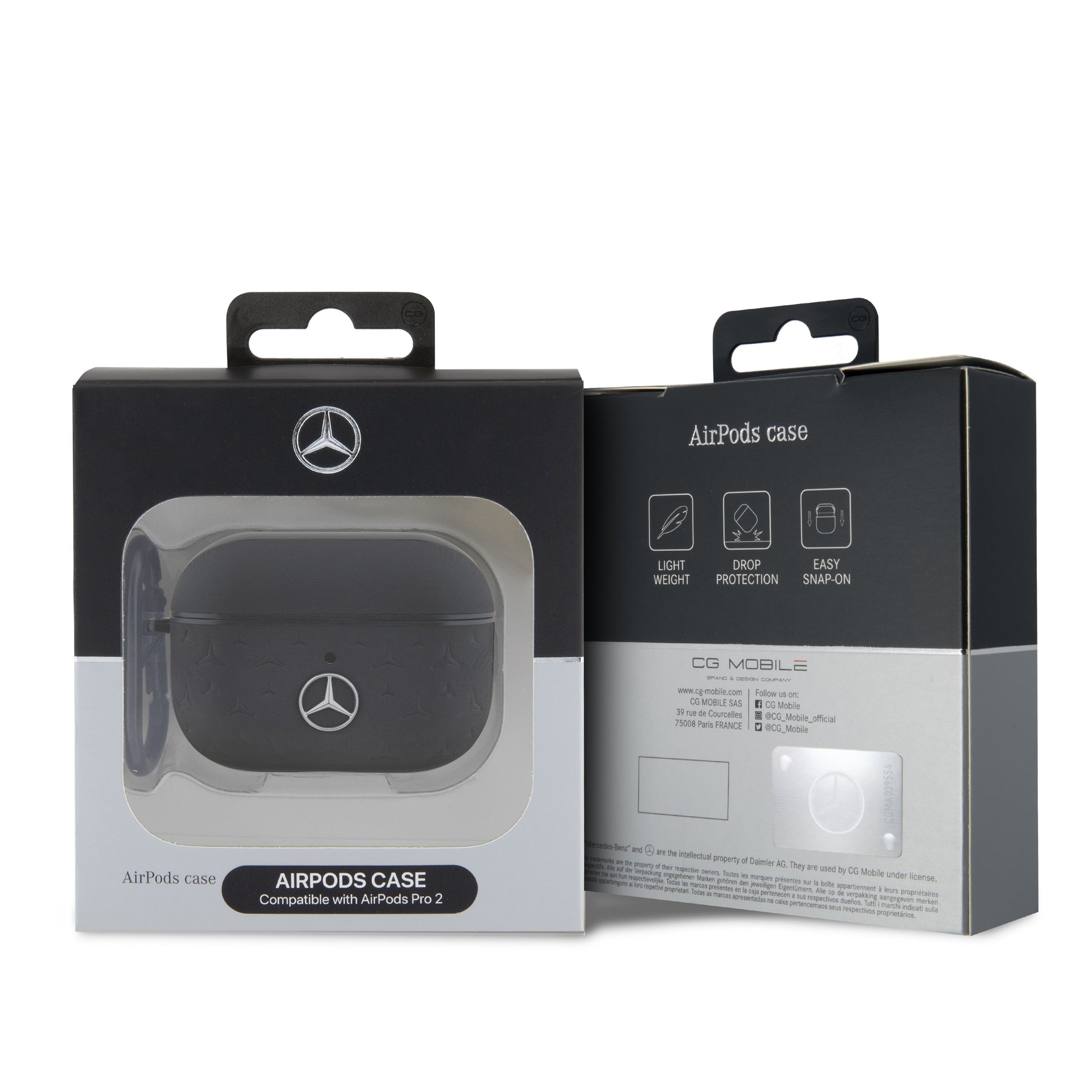 Mercedes MEA28REMPK AirPods 1/2 Leather Black Hard case with Star Pattern design