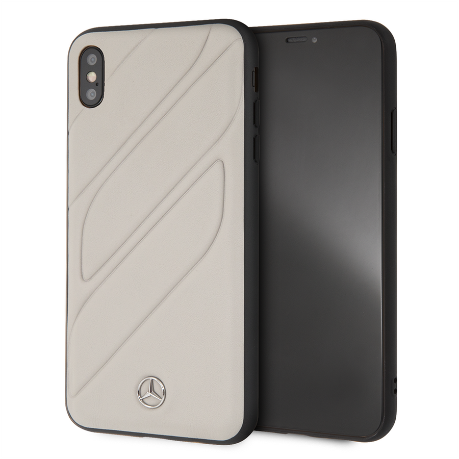 Mercedes MEHCI65THLGR iPhone Xs Max Gray Organic Real Leather Case