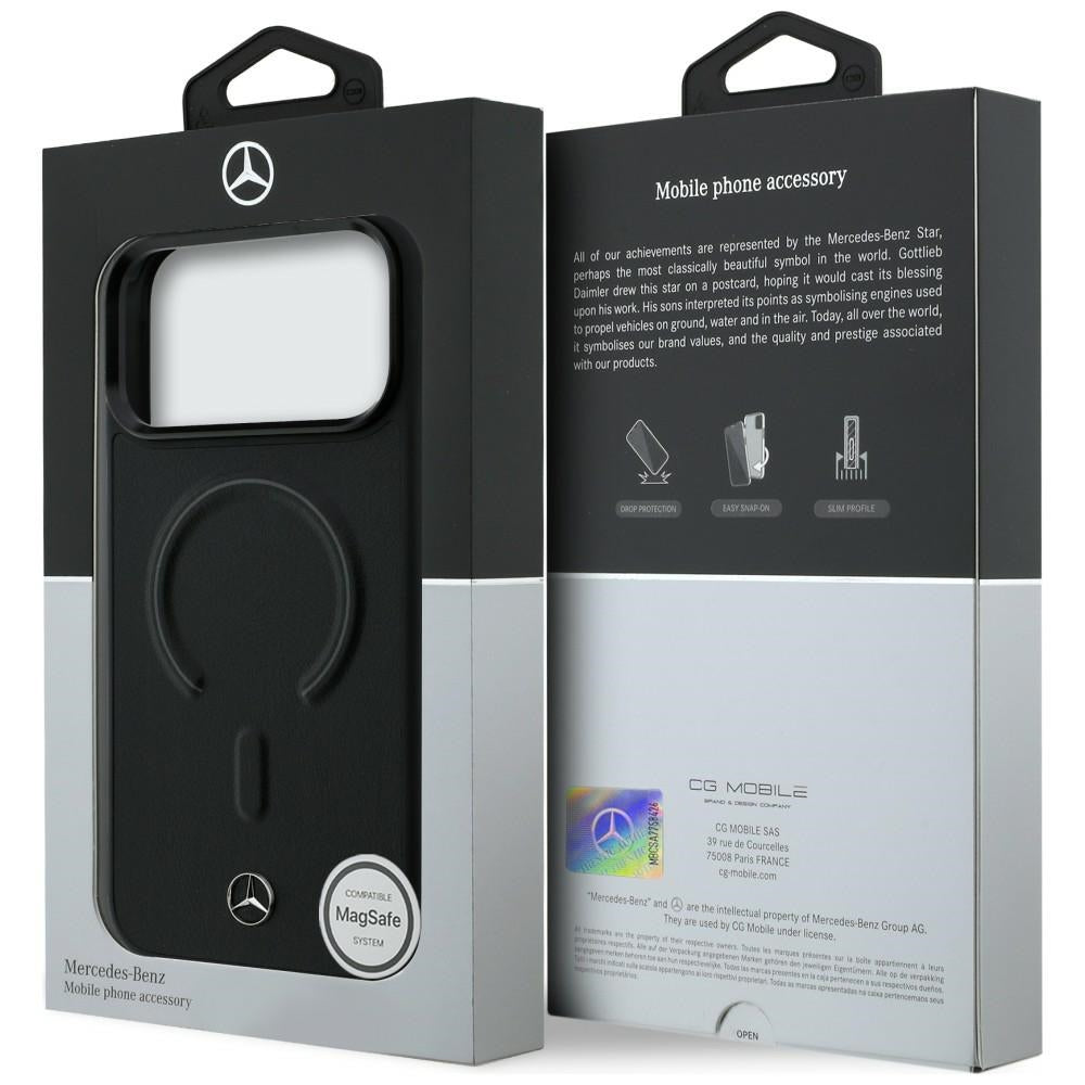Mercedes Benz MEHMP17X25PEMMOK Leather 3D MagSafe for iPhone 17 Pro Max black