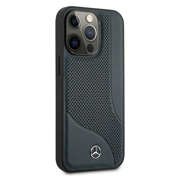 Mercedes MEHCP13LCDONA iPhone 13 Pro navy hardcase Leather Perforated Area