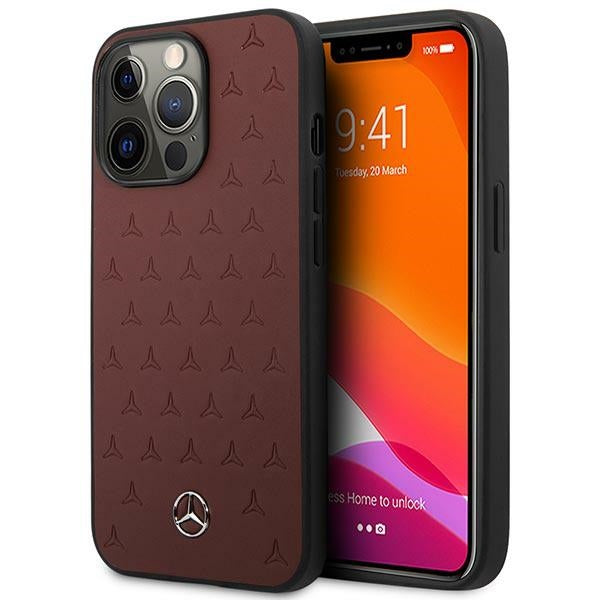 Mercedes MEHCP13LPSQRE iPhone 13 Pro red +A1 Leather Stars Pattern