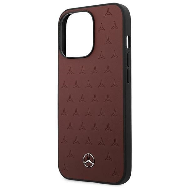 Mercedes MEHCP13XPSQRE iPhone 13 Pro Max red hardcase Leather Stars Pattern