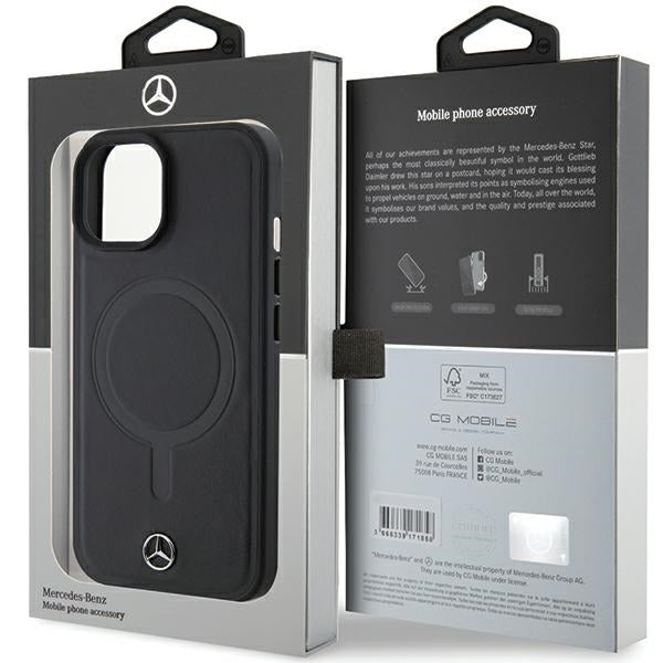 Mercedes MEHMP15S23RCMK iPhone 15 / 14/ 13 black hardcase Smooth Leather MagSafe