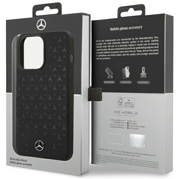 Mercedes MEHMP15XSIPBK iPhone 15 Pro Max black hardcase Silicone Stars Pattern MagSafe