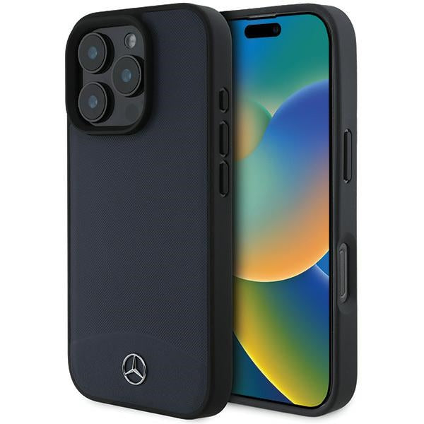 Mercedes MEHMP16X23RBARV iPhone16 Pro Max Navy hardcase Textured And Plain Leather MagSafe