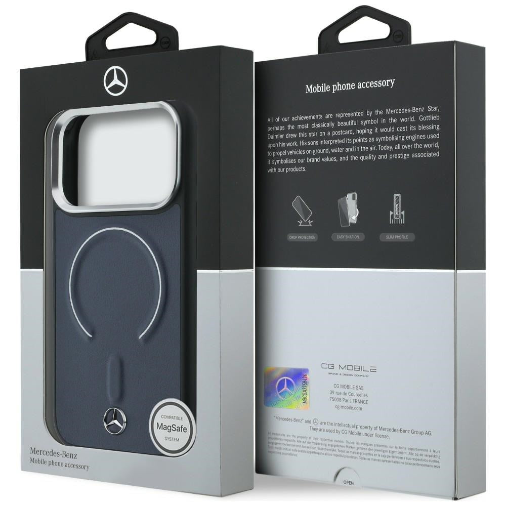 Mercedes Benz MEHMP17X25PEMMOV Leather 3D MagSafe for iPhone 17 Pro Max Navy