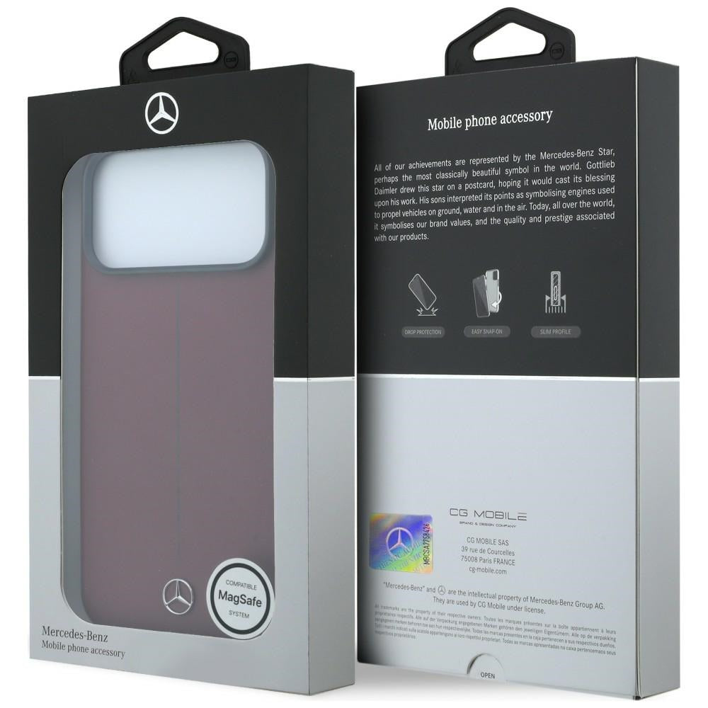 Mercedes MEHMP18X25PFWSTR Leather Semi Wrap Iconic Line MagSafe for iPhone 18 Pro Max / 17 Pro Max burgundy