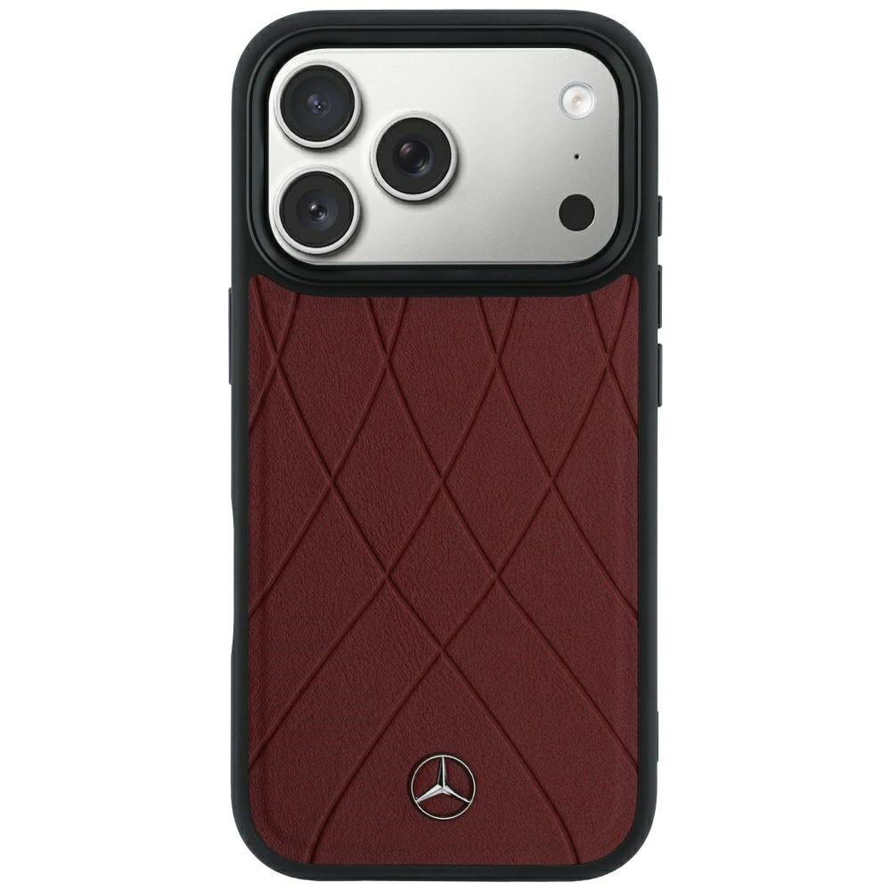 Mercedes MEHMP18X25PSECLR Hardcase Leather Crossed Lines MagSafe for iPhone 18 Pro Max / 17 Pro Max burgundy