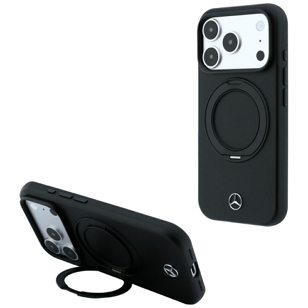 Mercedes MEHMP18X25PRSMOK Leather with Ring Stand MagSafe for iPhone 18 Pro Max / 17 Pro Max black