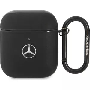 Mercedes MEA2NCSLBK AirPods 1 / AirPods 2 Leather Black Hard case Metal Logo & Hook