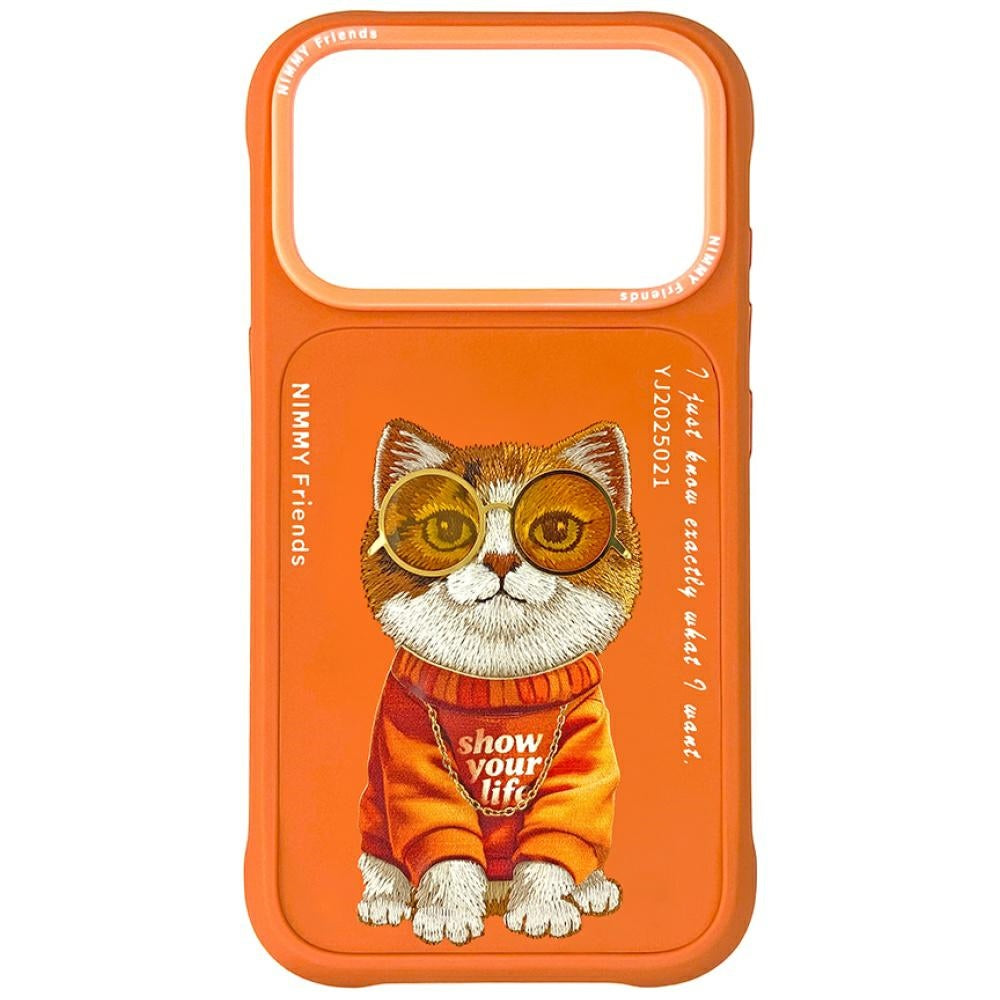 Nimmy Glasses Cool Cat Case for iPhone 17 Pro orange