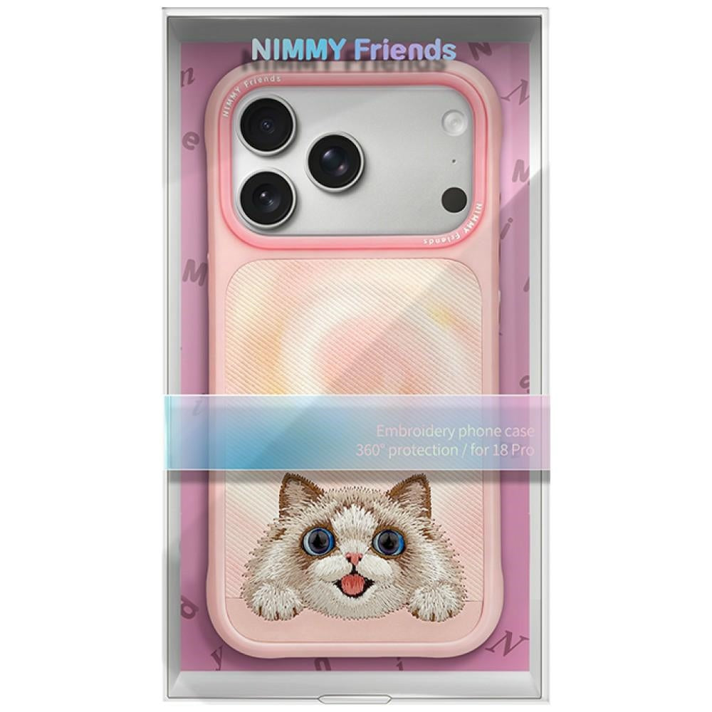 Nimmy Big Eyed Lying Lying Ragdoll Cat for iPhone 18 Pro Max / 17 Pro Max pink
