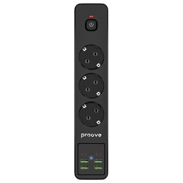 Proove Power Strip 2m 3000W Power Socket P-03 (3xAC + 4xUSB + 2xType-C) black
