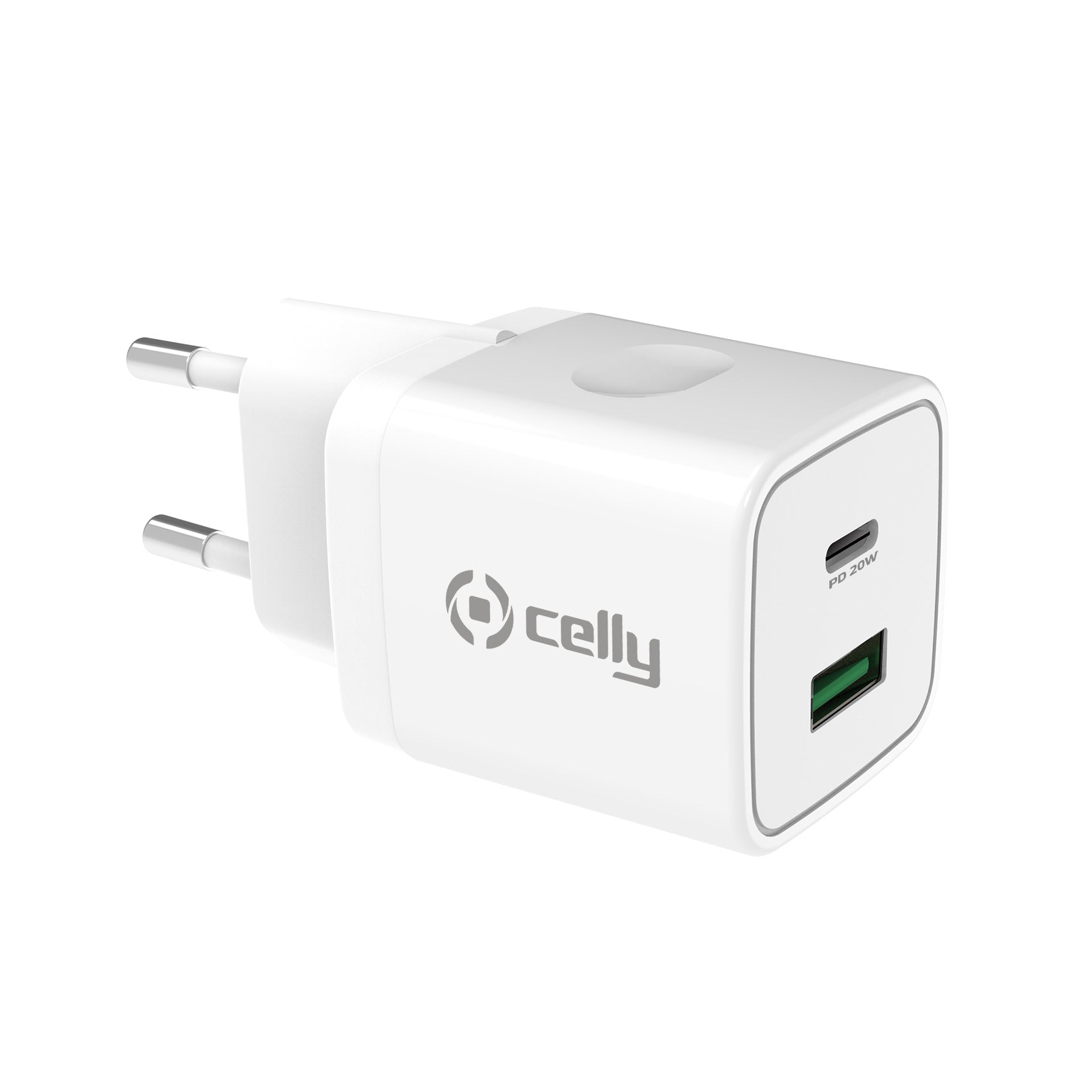 Celly TRAVEL CHARGER USB/USB-C 20W WH