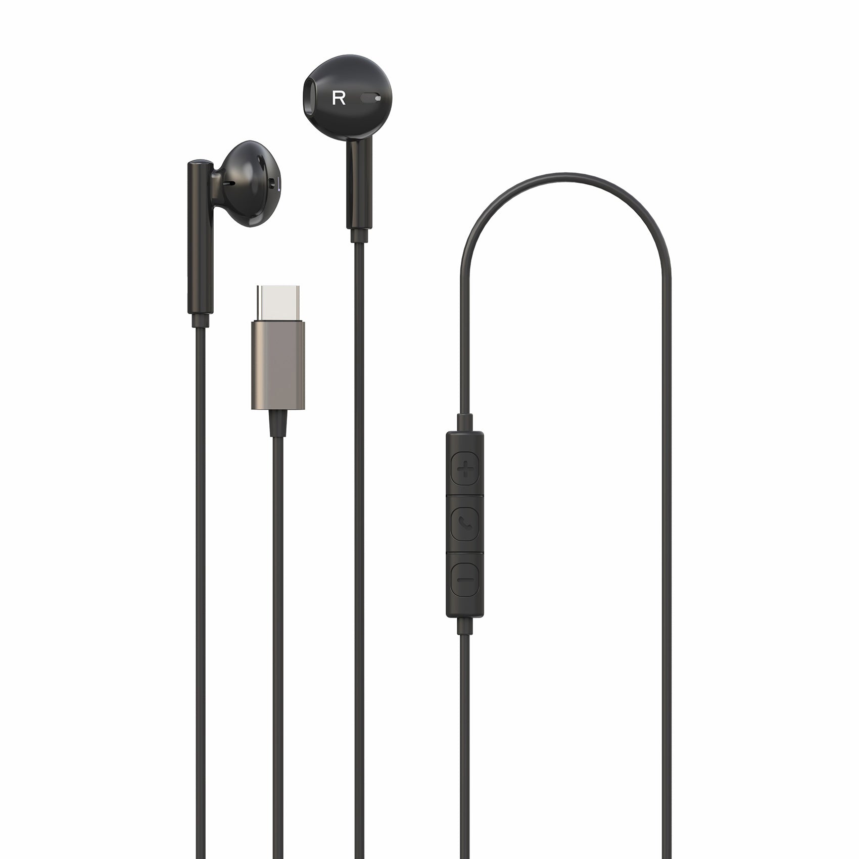 Celly UP1100TYPEC - USB-C Stereo Wired Earphones BLACK