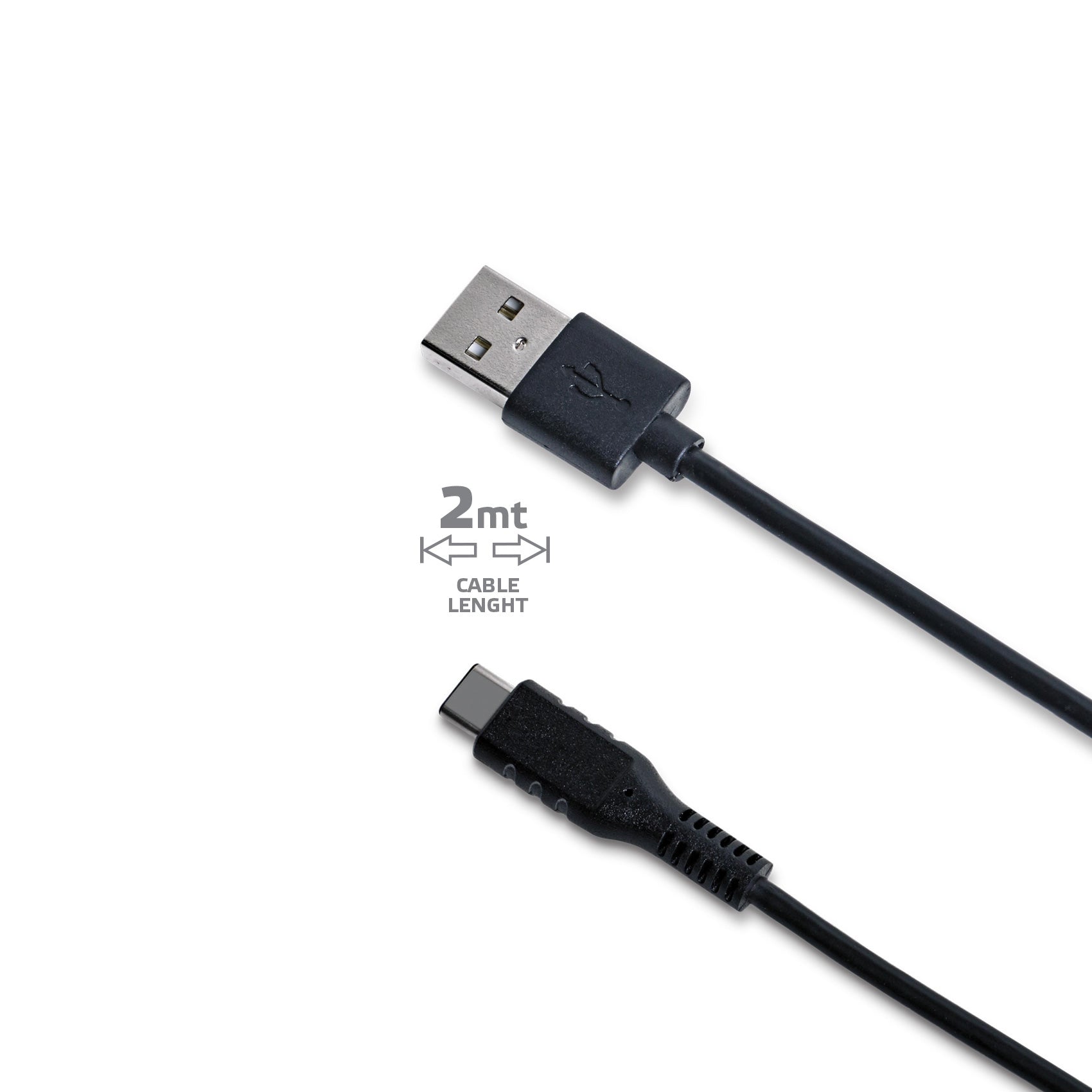 USB-A TO USB-C 15W CABLE 2MT BLACK