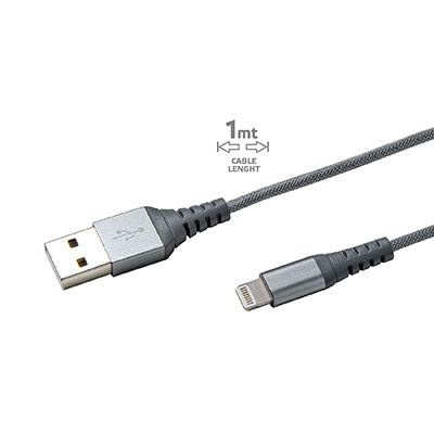 USB-A TO LIGHTNING NYLON 12W NYLON CABLE SILVER Extreme