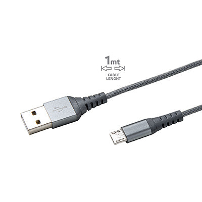 USB-A TO MICROUSB 12W NYLON CABLE SILVER Extreme