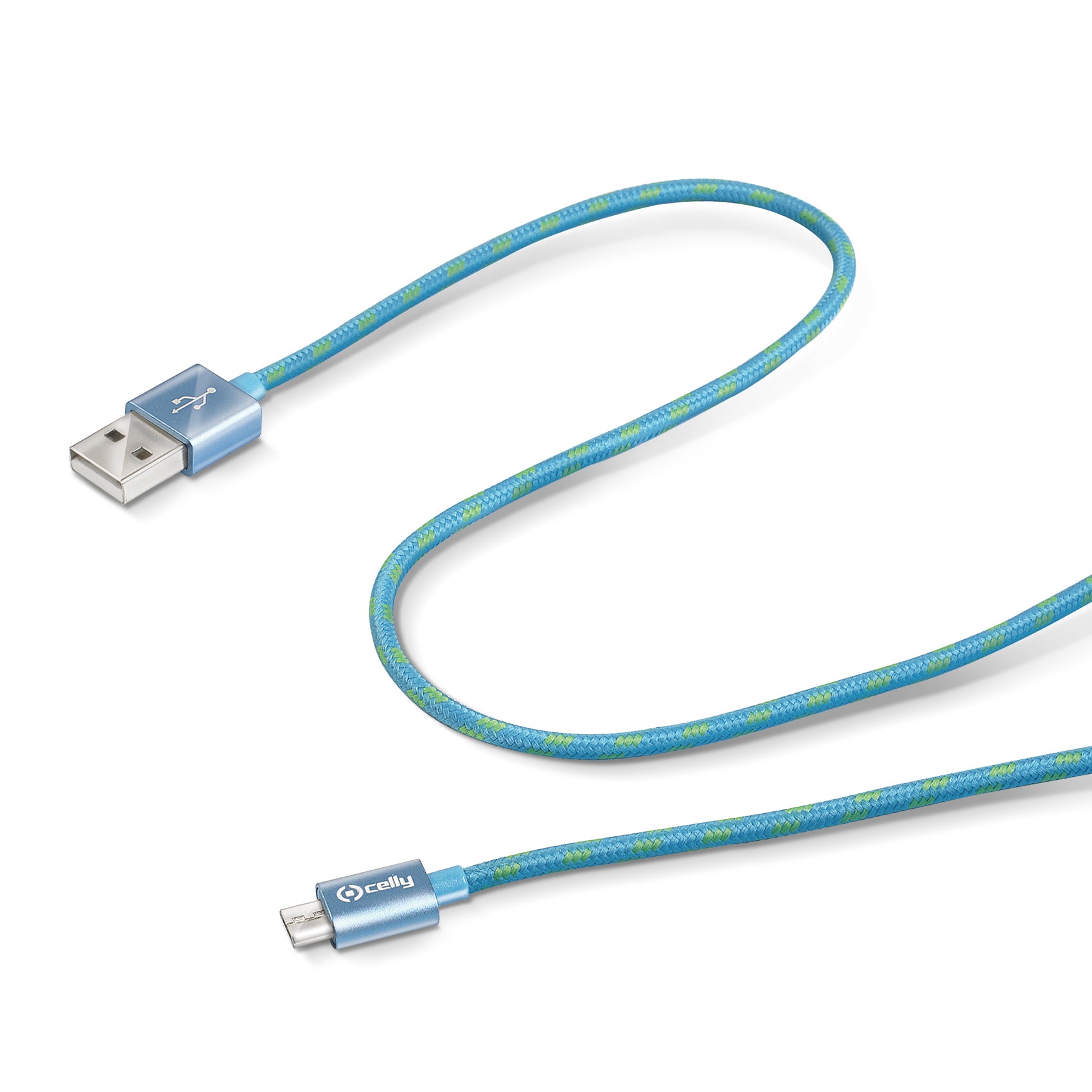 Celly Textile USB-A to Micro USB Cable 1m Blue