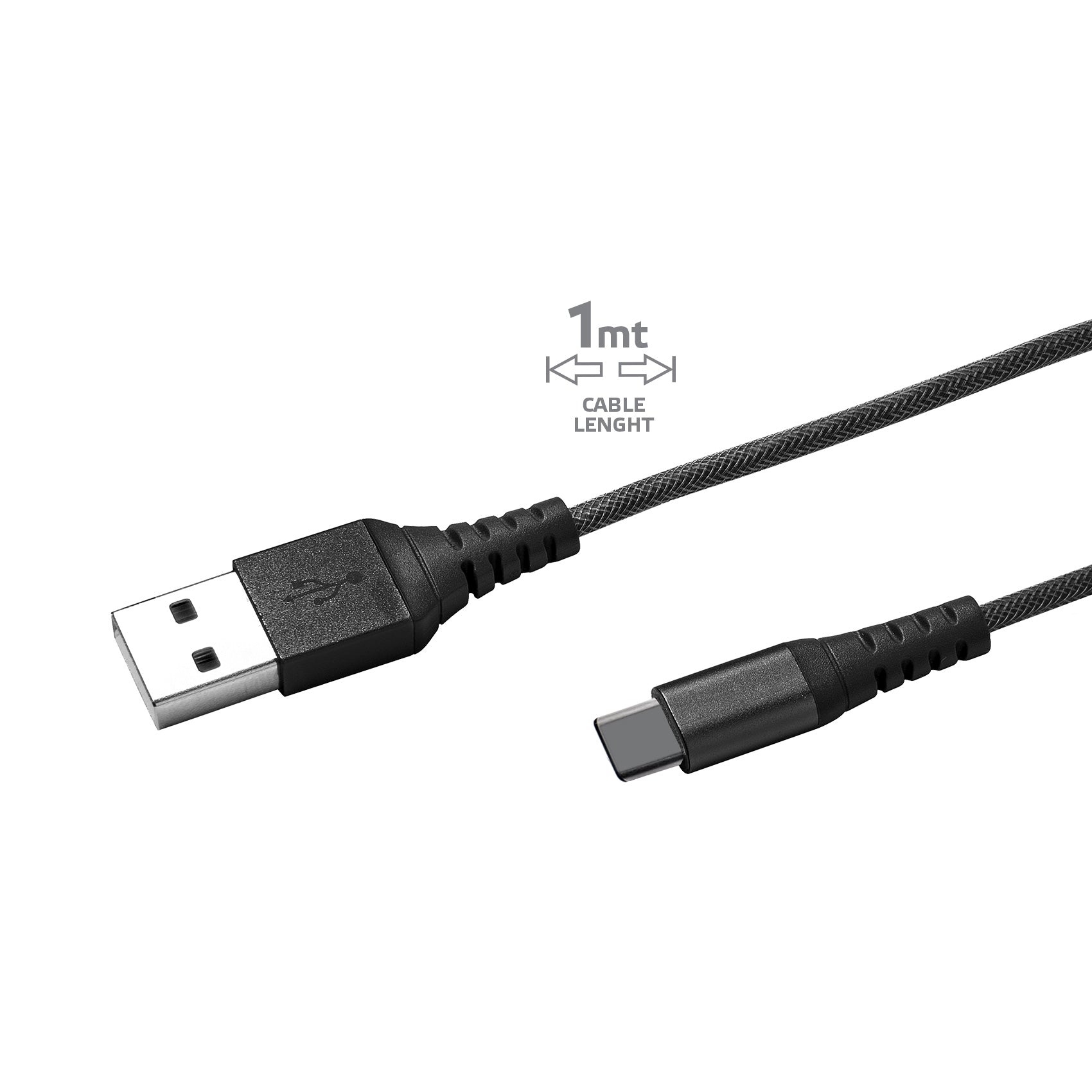 Celly USB-A TO USB-C 15W NYLON CABLE BLACK Extreme 1m