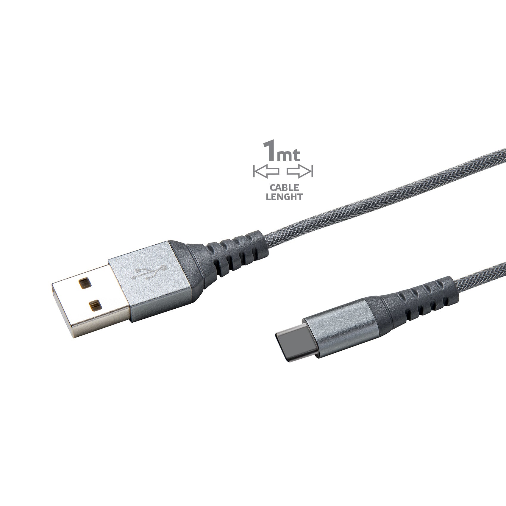 USB-A TO USB-C 15W NYLON CABLE SILVER Extreme