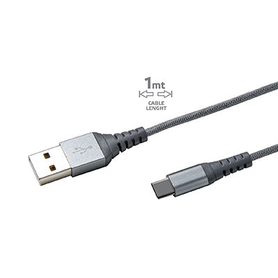 USB-A TO USB-C 15W NYLON CABLE SILVER Extreme