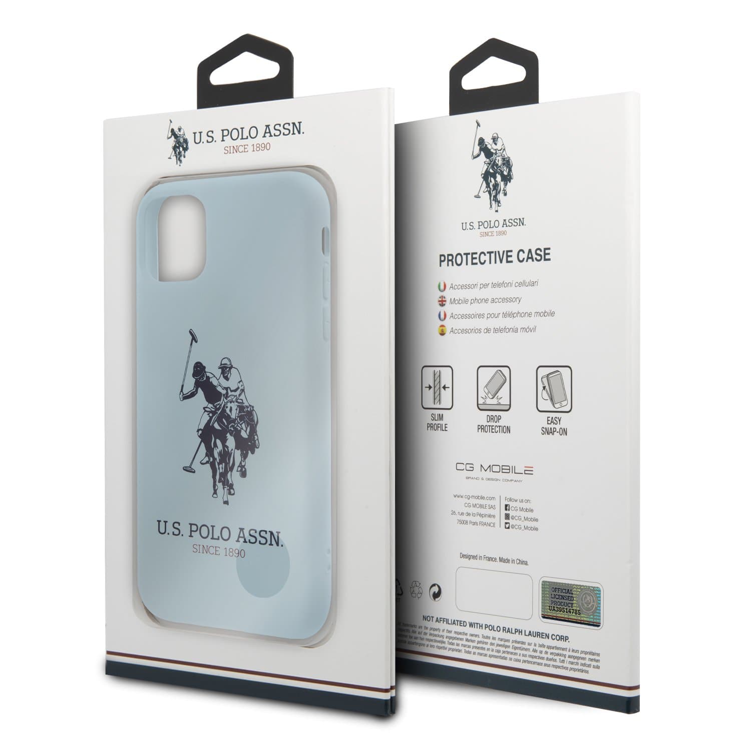 US Polo Assn USHCP12SSLHRWH Silicone Collection White Case with Big Horse Logo for iPhone 12 Mini