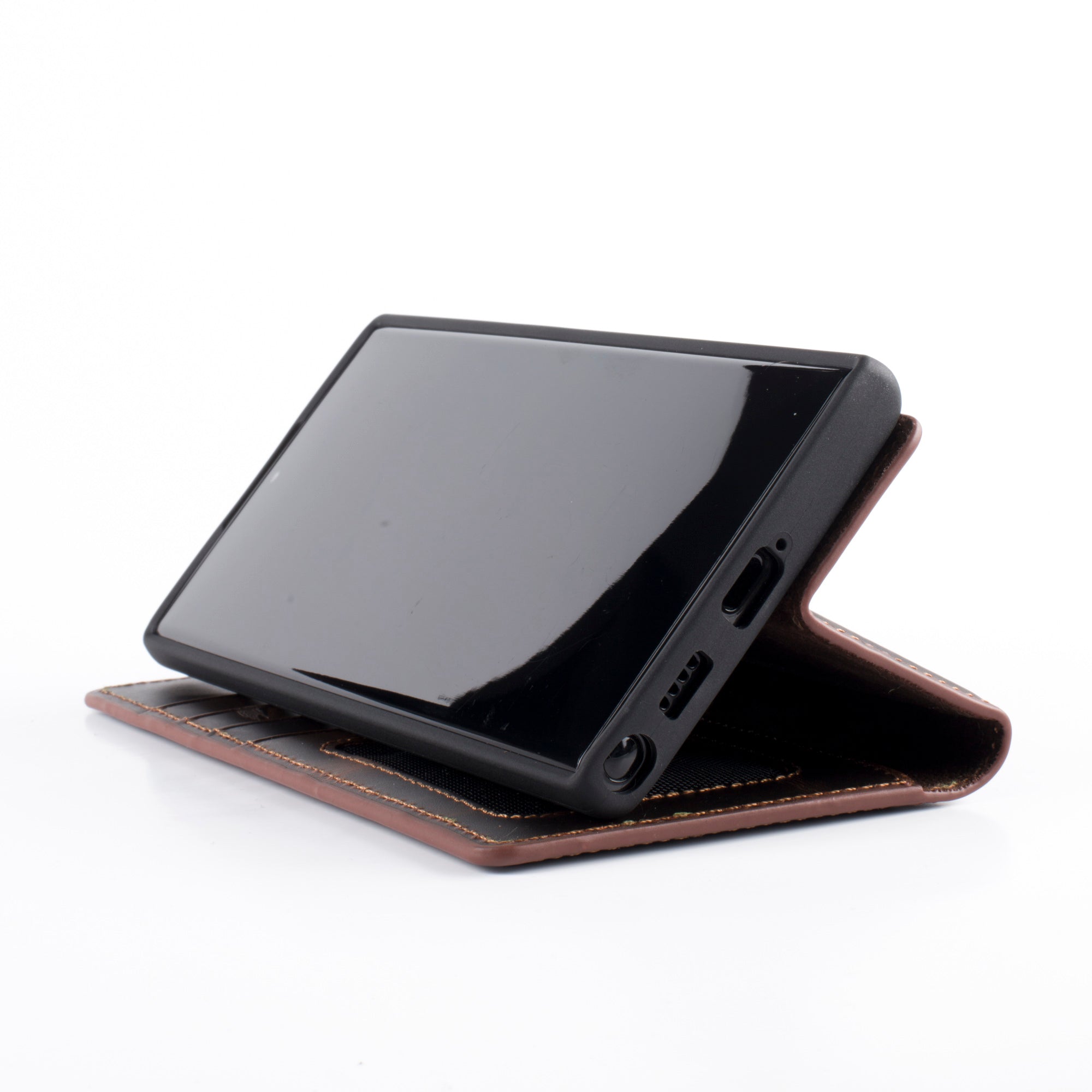 Wachikopa Genuine Leather Classic Bookcase for Samsung Galaxy S23 Ultra Dark Brown