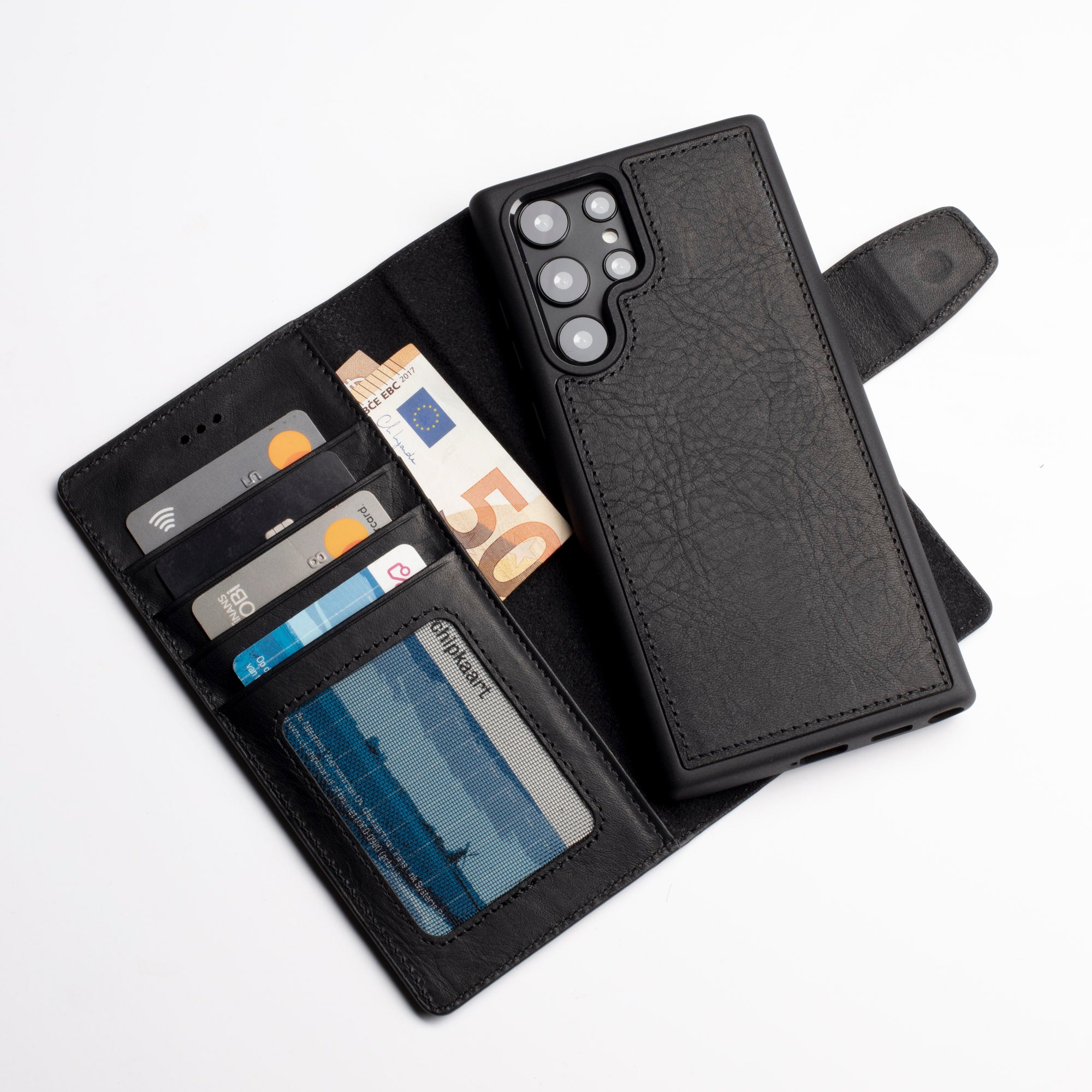 Wachikopa Genuine Leather Magic Book Case 2 in 1 for Samsung Galaxy S25 Black