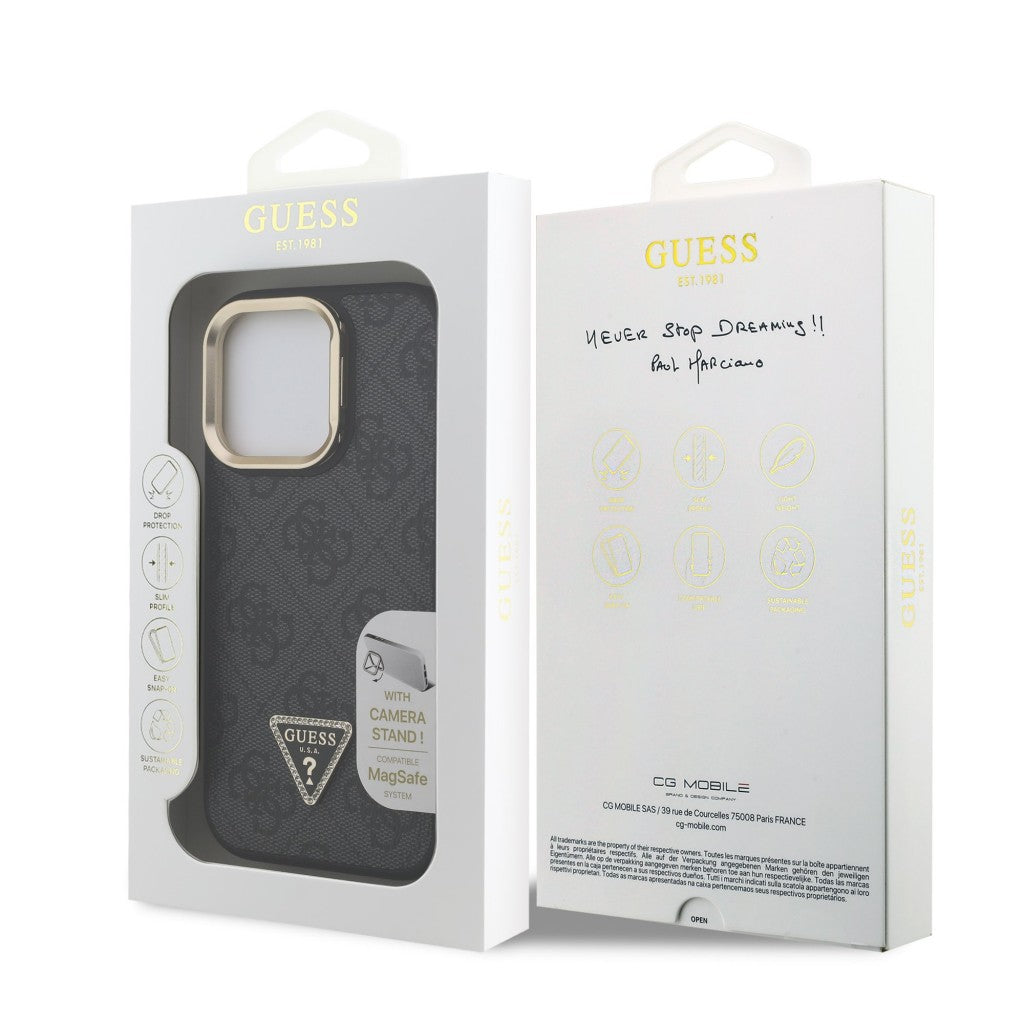 Guess GUHMP15LPCS4GPTK PU W/Trianglel Logo & Stand Camera for iPhone 15 Pro Black