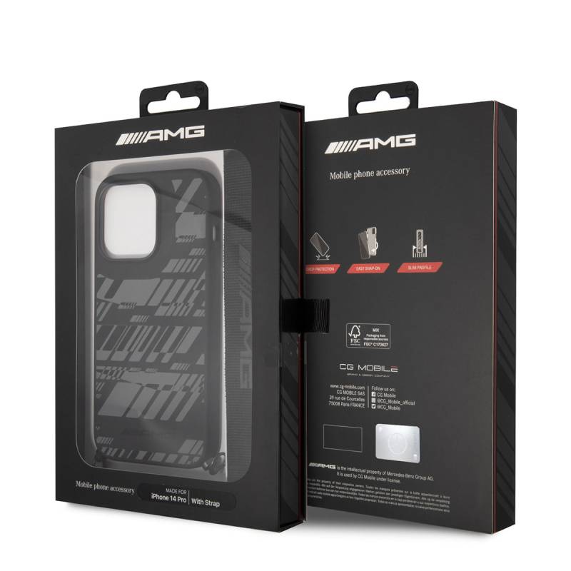 AMG AMHCP14S2SSDK iPhone 14 / 15 / 13 Case Liquid Silicone Strap Graphic Design Cover with Phone Strap