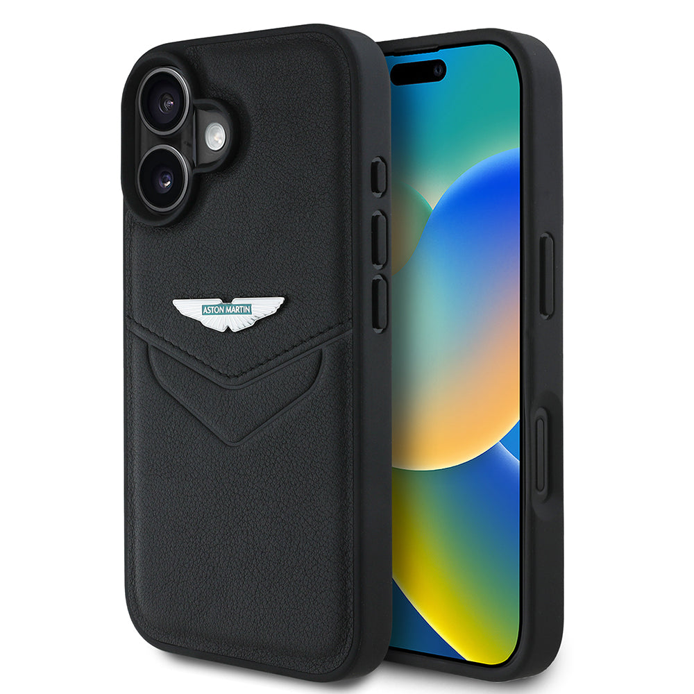 Aston Martin Hardcase Leather Victory Design for iPhone 16 Black