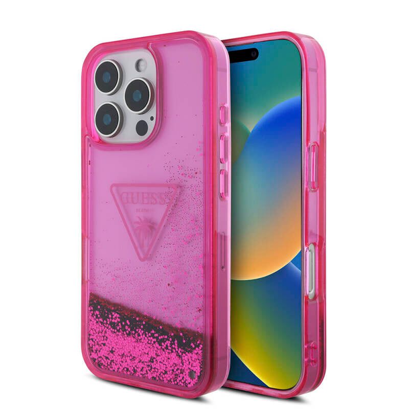 Guess Transparent Liquid Glitter Case for iPhone 16 Pro Pink Guess Transparent Liquid Glitter Case for iPhone 16 Pro Pink