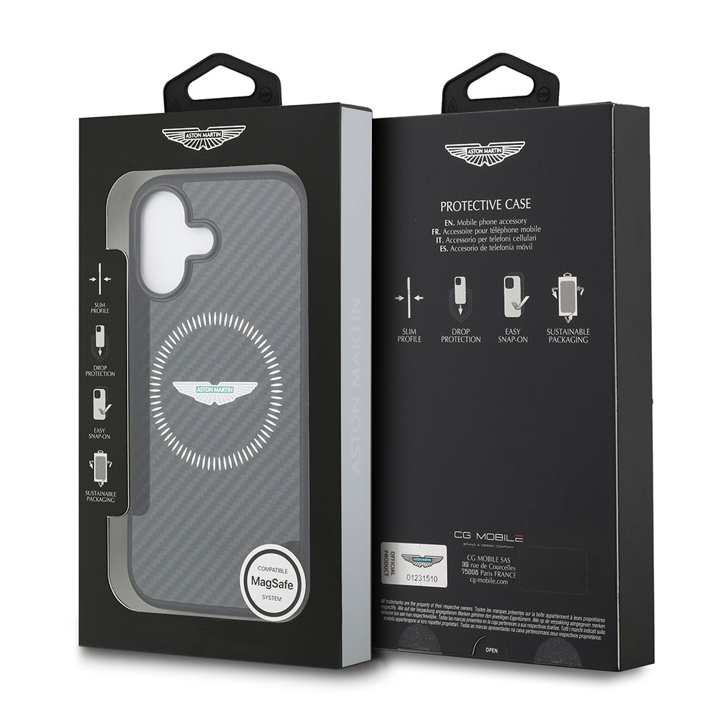 ASTON MARTIN ASHMP17SFCOS HardCase MagSafe KEVLAR W/ COUNTER DESIGN Black iPhone 17