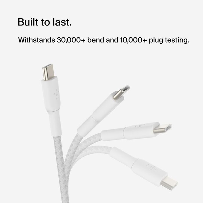 Belkin Braided USB-C to USB-C Cable 1m White 2 Pack
