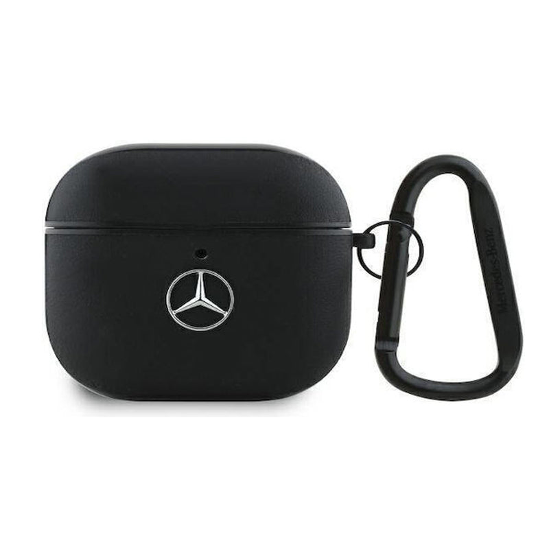 Mercedes MEA3NCSLBK AirPods 3 Leather Black Hard case Metal Logo & Hook