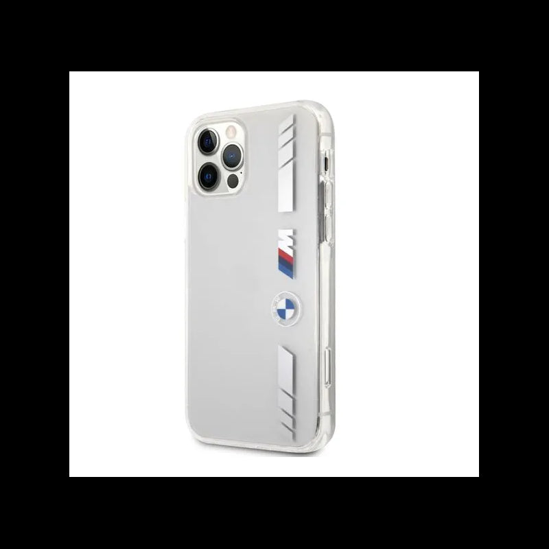 BMW BMHCP12MMKTSS Case for iPhone 12/12 Pro PC/TPU Silver Stripes Transparent