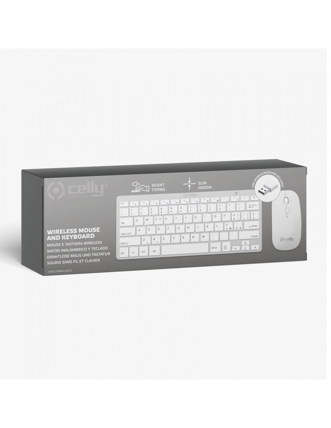 Celly SW KEYBOARD+MOUSE BT DONGLE SILVER
